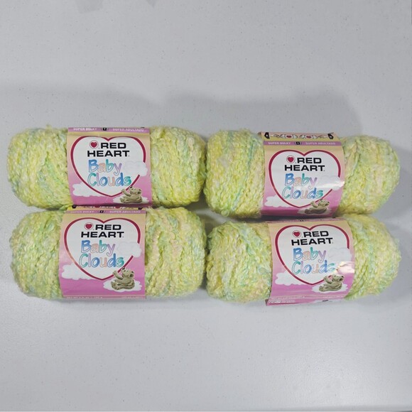 Red Heart Baby Clouds Yarn 4 Skeins Bulky Chunky Yellow Green Sunny Multi Lot - Picture 2 of 8